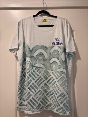 All Aloha Men's Short Sleeve Graphic Tee - White with Green Print